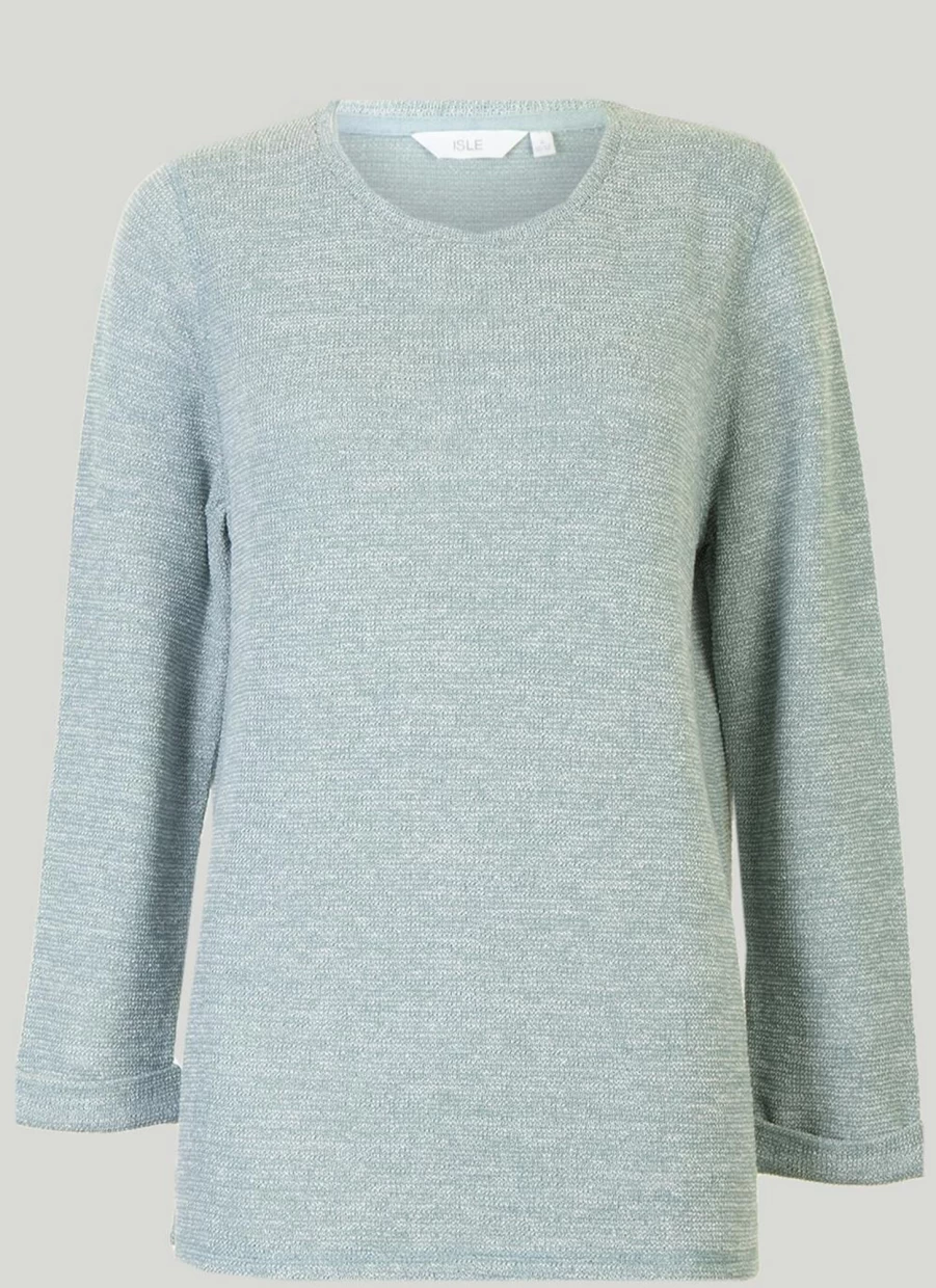 Isle Women's Green Textured Top - Stylish Casual Blouse for Everyday Wear