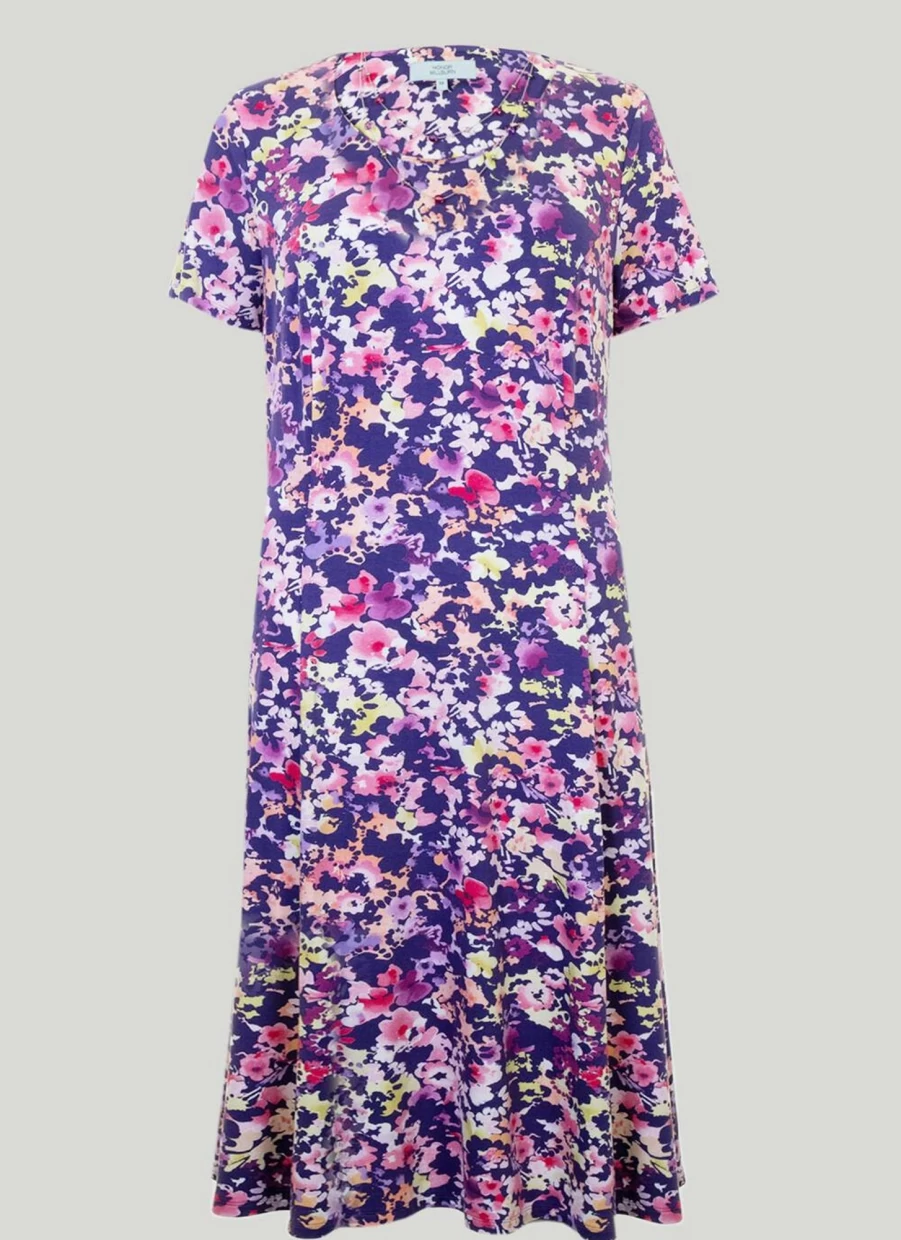 Honor Millburn Women's Floral Print Dress with Free Necklace - Elegant Casual Summer Dress
