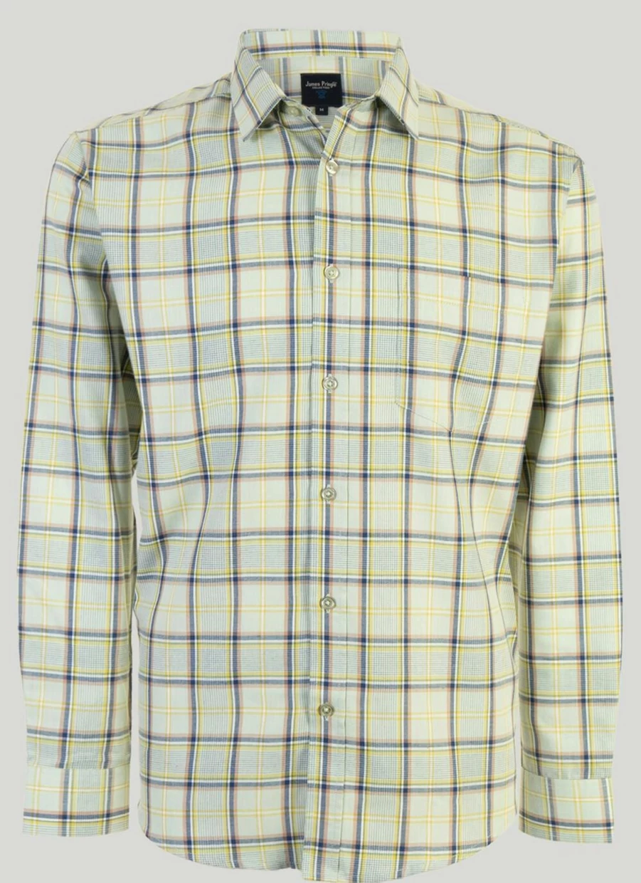 James Pringle Men's Long Sleeve Check Shirt - Classic Plaid Button-Up for Men
