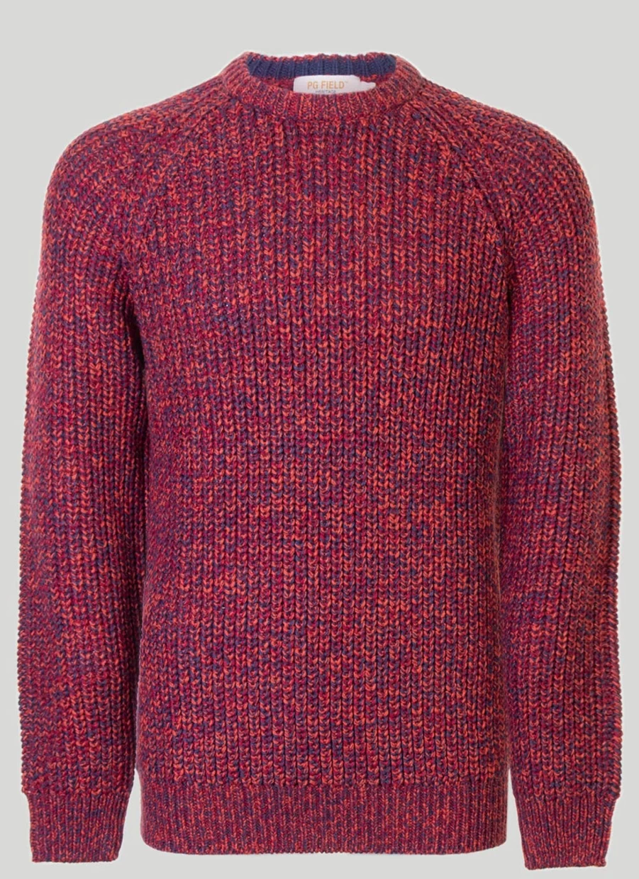 PG Field Men's Crew Neck Fisherman Rib Knit Jumper Sweater