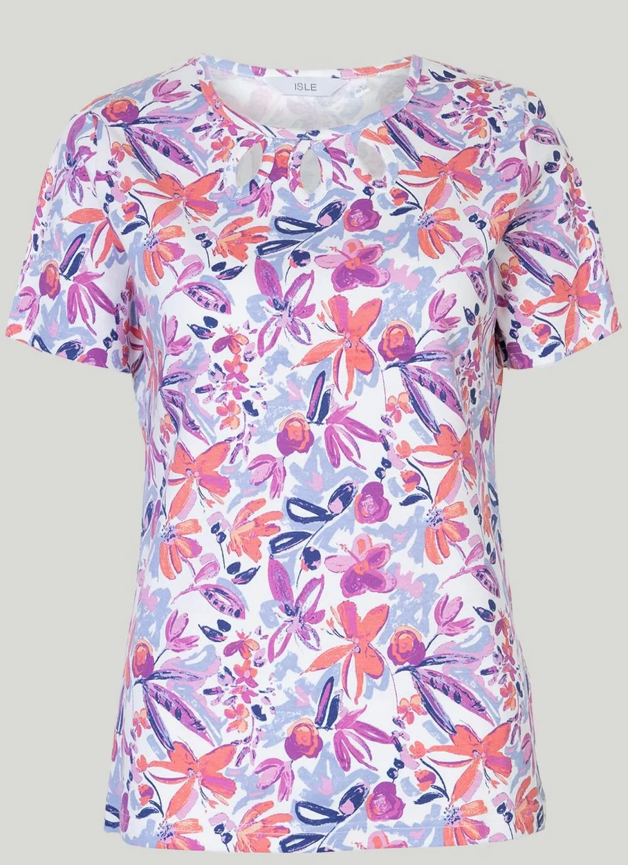 "Isle Women's Keyhole Neckline T-Shirt - Stylish Casual Top"