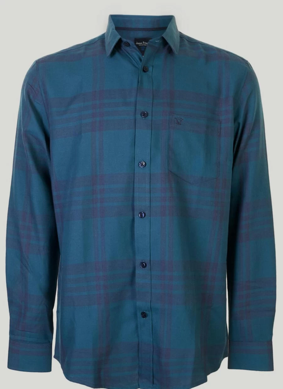James Pringle Men's Long Sleeve Check Shirt - Classic Plaid Button-Up for Men