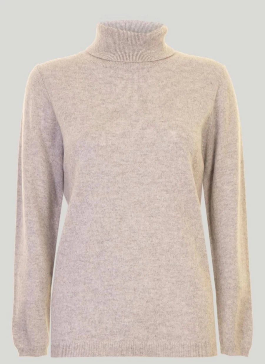 Gleneagles Women's Cashmere Polo Neck Sweater Luxury Soft Knit Top