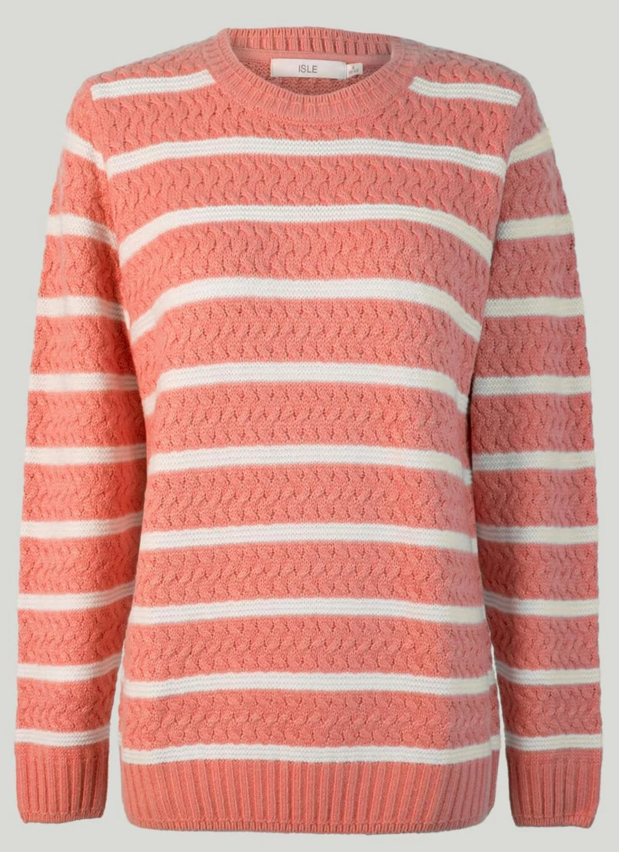 "Isle Women's Textured Stripe Knit Jumper - Soft Casual Sweater"