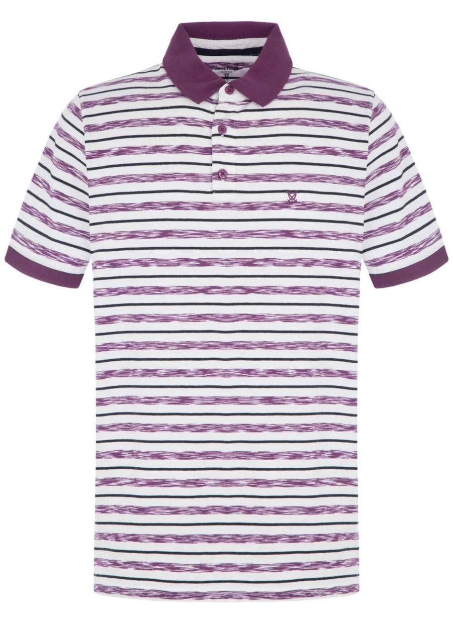 James Pringle Men's Stripe Polo Shirt - Classic Cotton Knit Casual Top