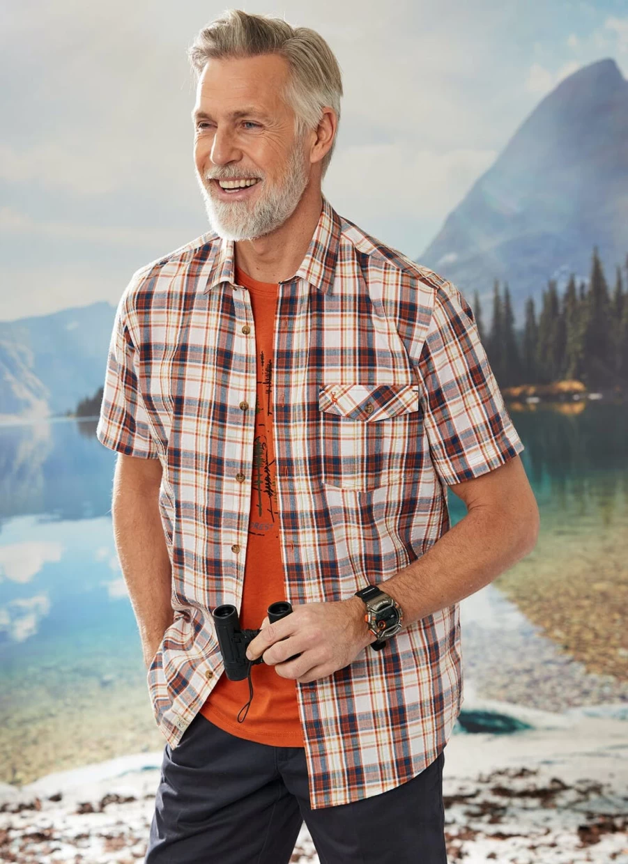 PG Field Men's Seersucker Check Shirt - Classic Casual Summer Style