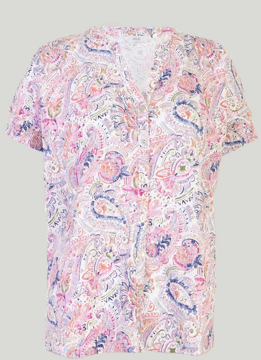 Isle Women's Printed V-Neck T-Shirt - Stylish Casual Top for Women