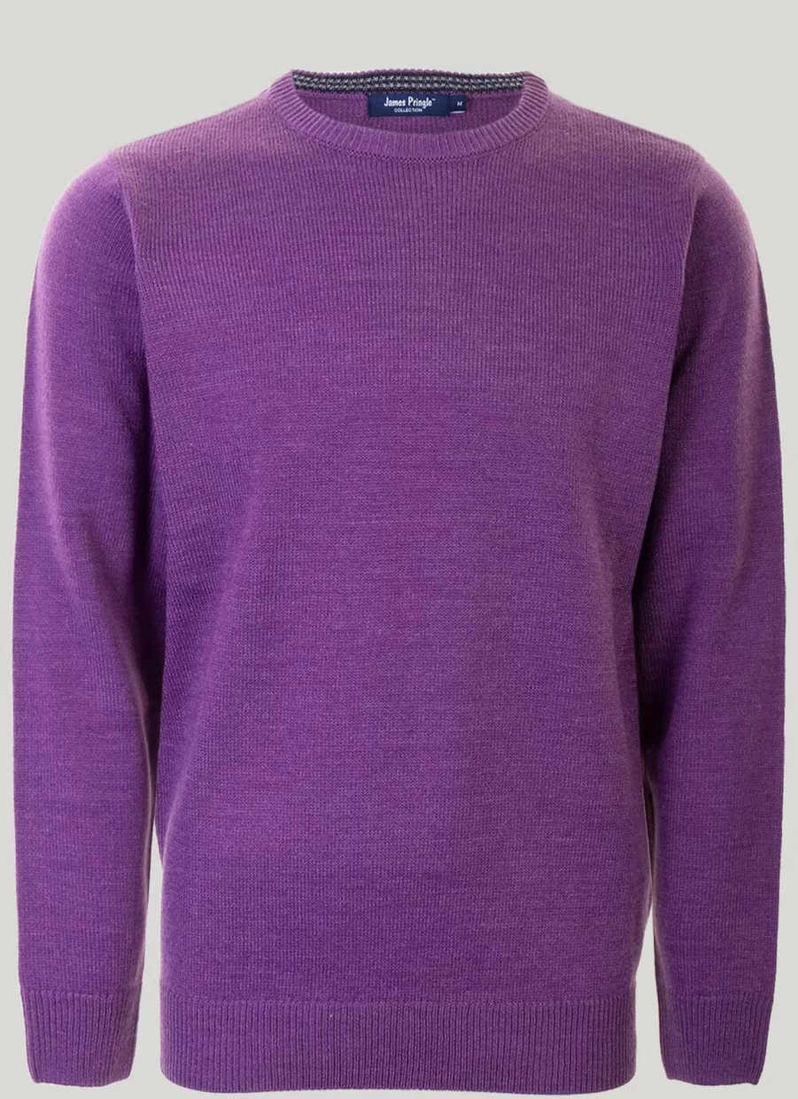 James Pringle Men's Crew Neck Knitted Jumper - Soft Wool Sweater for Men, Classic Casual Pullover