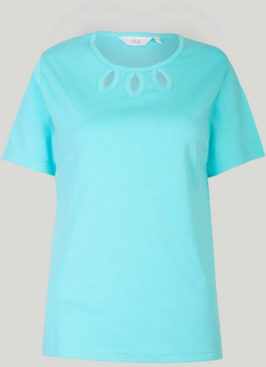 "Isle Women's Keyhole Neckline T-Shirt - Stylish Casual Top"