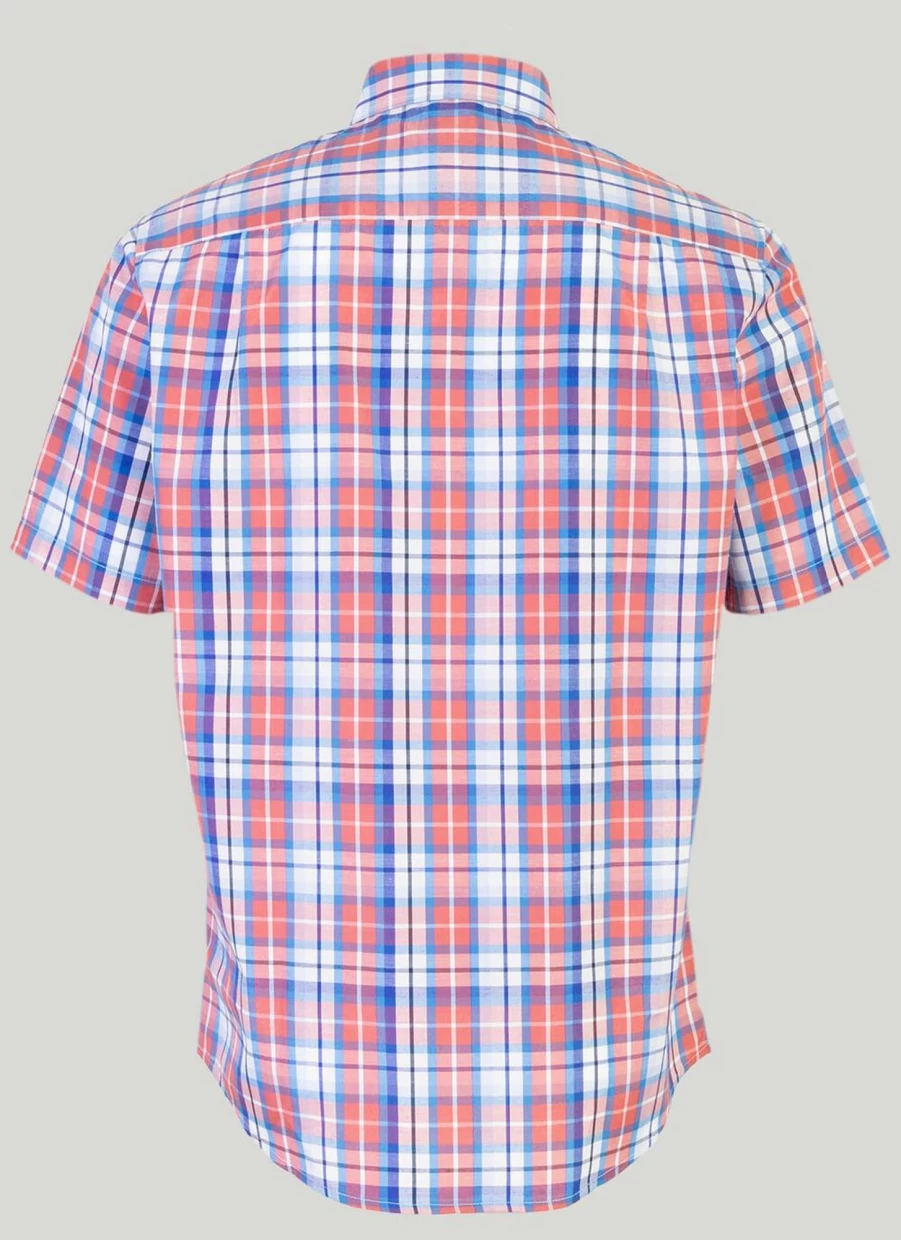 James Pringle Men's Short Sleeve Check Shirt - Classic Plaid Casual Shirt for Men