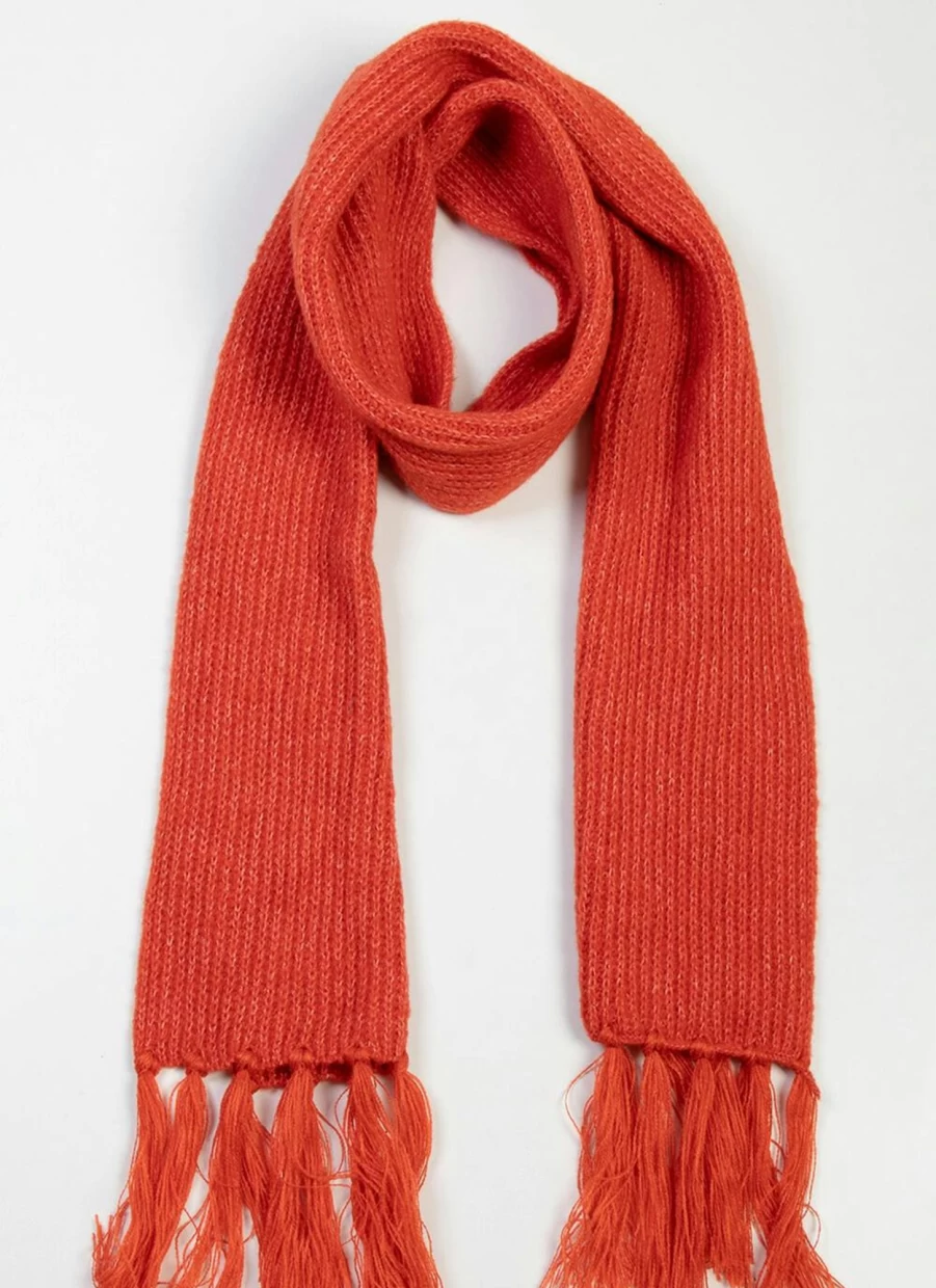 Isle Women's Rust Knitted Tassel Scarf - Soft Wool Winter Wrap Fashion Accessory