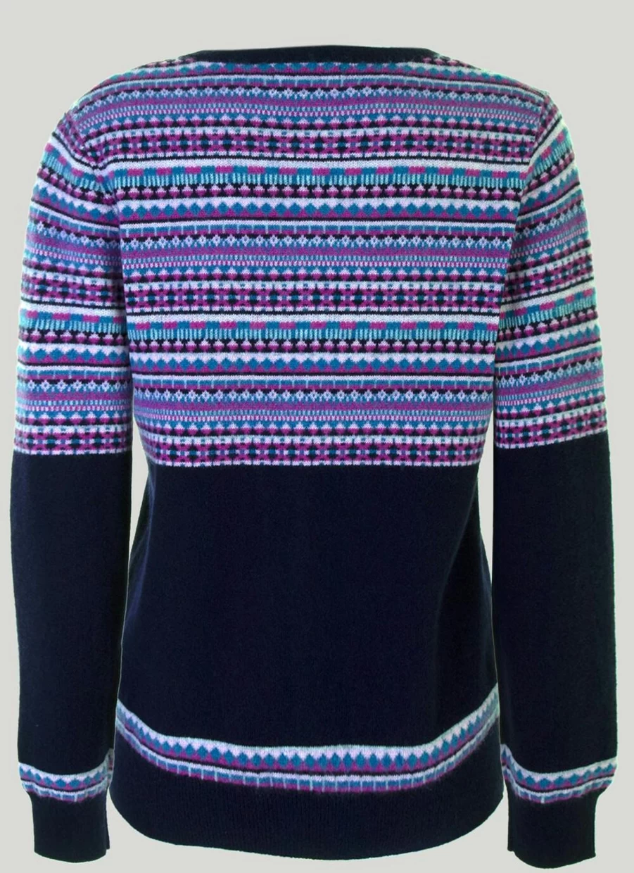 Gleneagles Women's Cashmere Fair Isle Cardigan - Soft Knit Winter Sweater