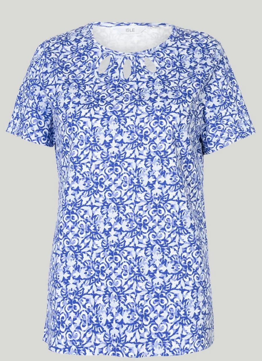 "Isle Women's Keyhole Neckline T-Shirt - Stylish Casual Top"