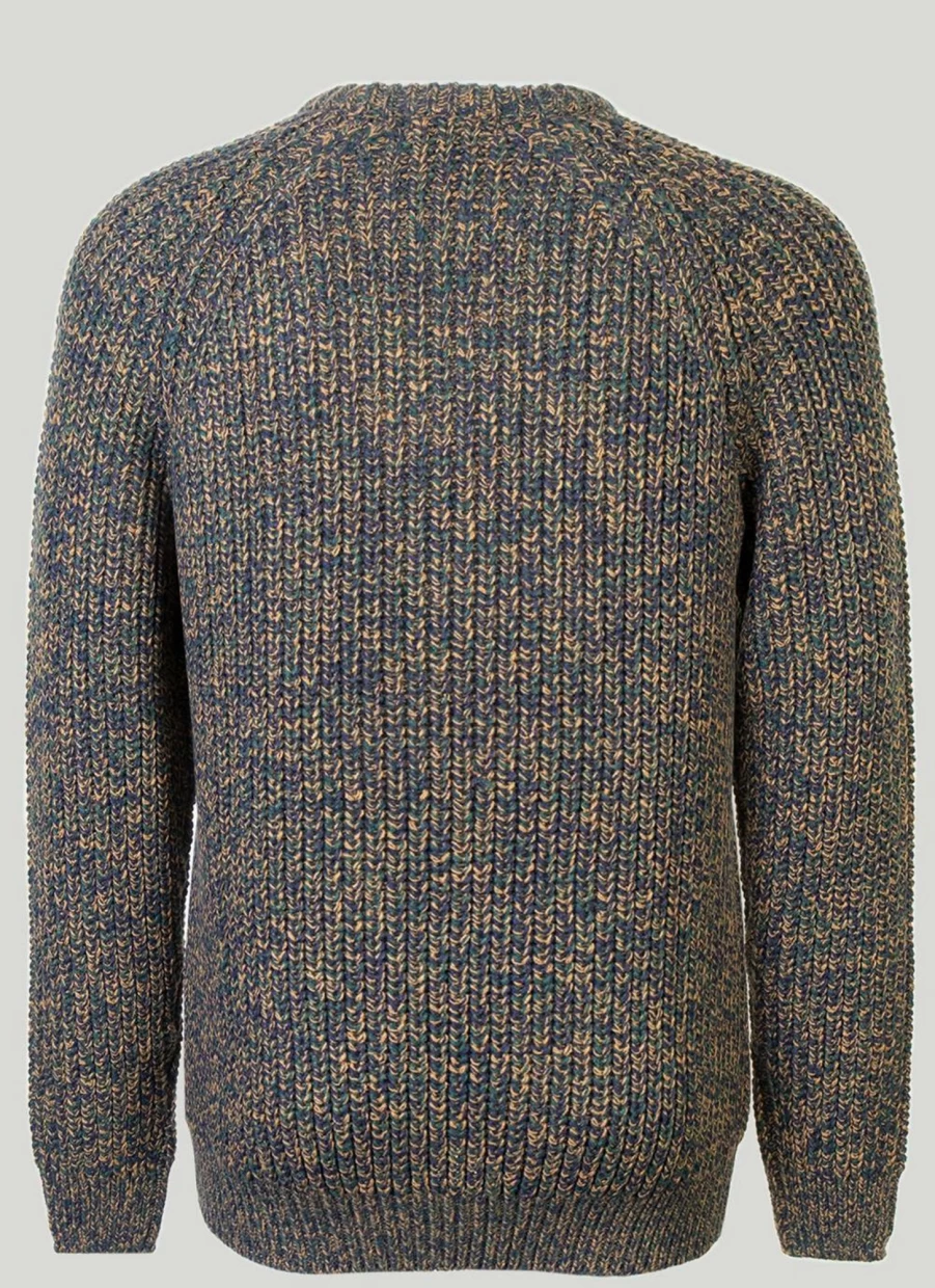 PG Field Men's Crew Neck Fisherman Rib Knit Jumper - Warm Textured Sweater