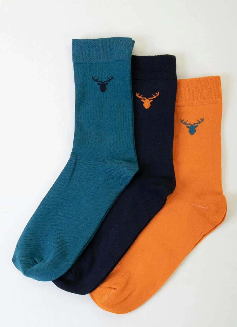 James Pringle Men's 3 Pack Stag Print Socks for Hunting & Outdoor Enthusiasts