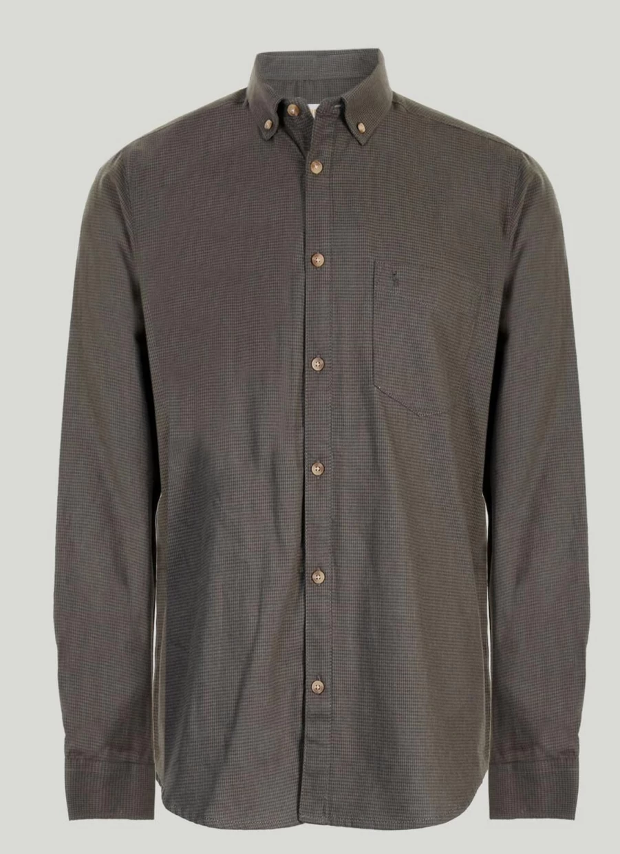 PG FIELD Men's Dark Long Sleeve Cotton Twill Shirt